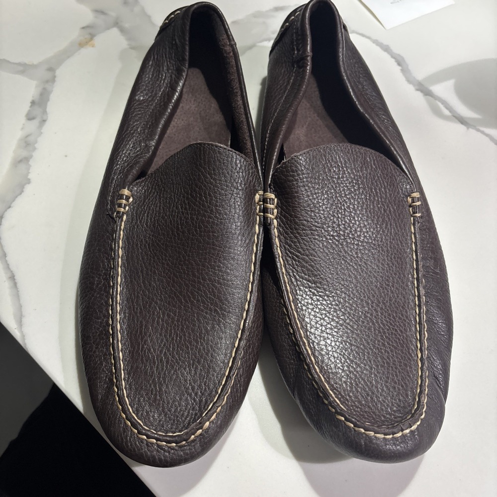 polo ralph lauren brown leather loafers Men Size 13